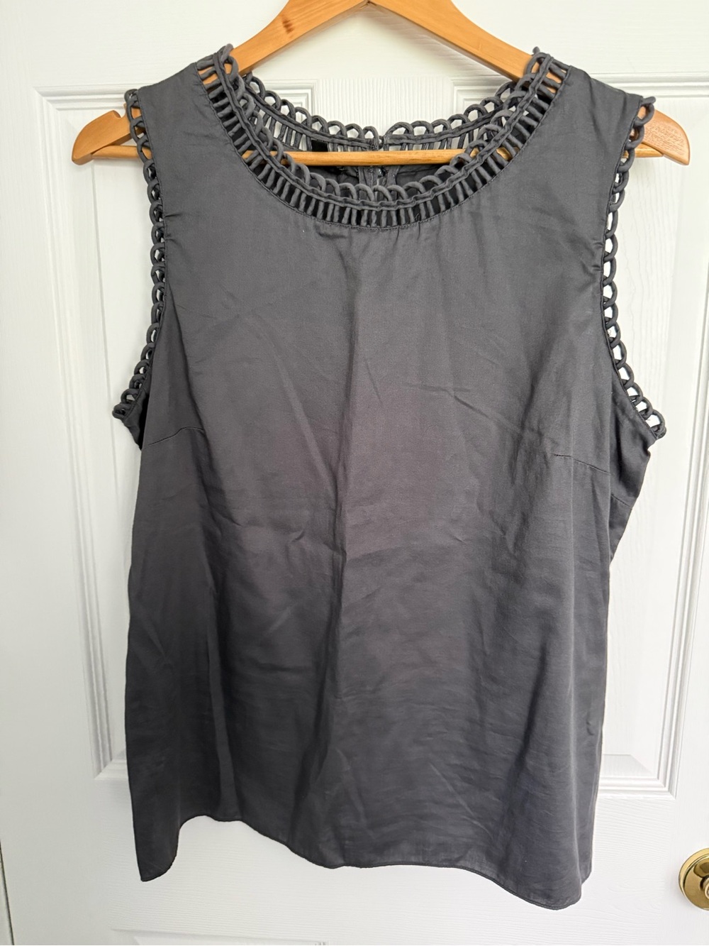 Talbots Charcoal Crochet-Trim Sleeveless Top
